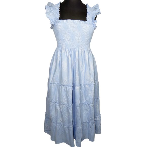 Hill House Dresses & Skirts - Hill House Women's 2XL The Ellie Nap Dress Light Blue Glitter Check Smocked Midi